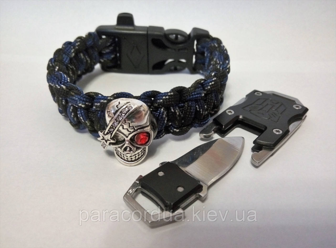 Браслет виживання з паракорда з ножоми і Кнопкою, фото 1