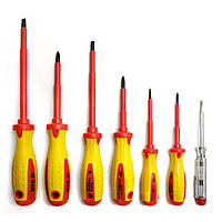 Набір діелектричних викруток S&R 7шт: SL3, SL5.5, SL6.5, РН0, РН1, PH2, тестер