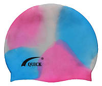 Детская силиконовая шапочка для плавания (розовый/голубой/белый цвет )