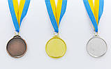 Медаль спортивна зі стрічкою Плавання (метал, d-5 см, 25 g, 1-золото, 2-срібло, 3-бронза) 10 шт., фото 5