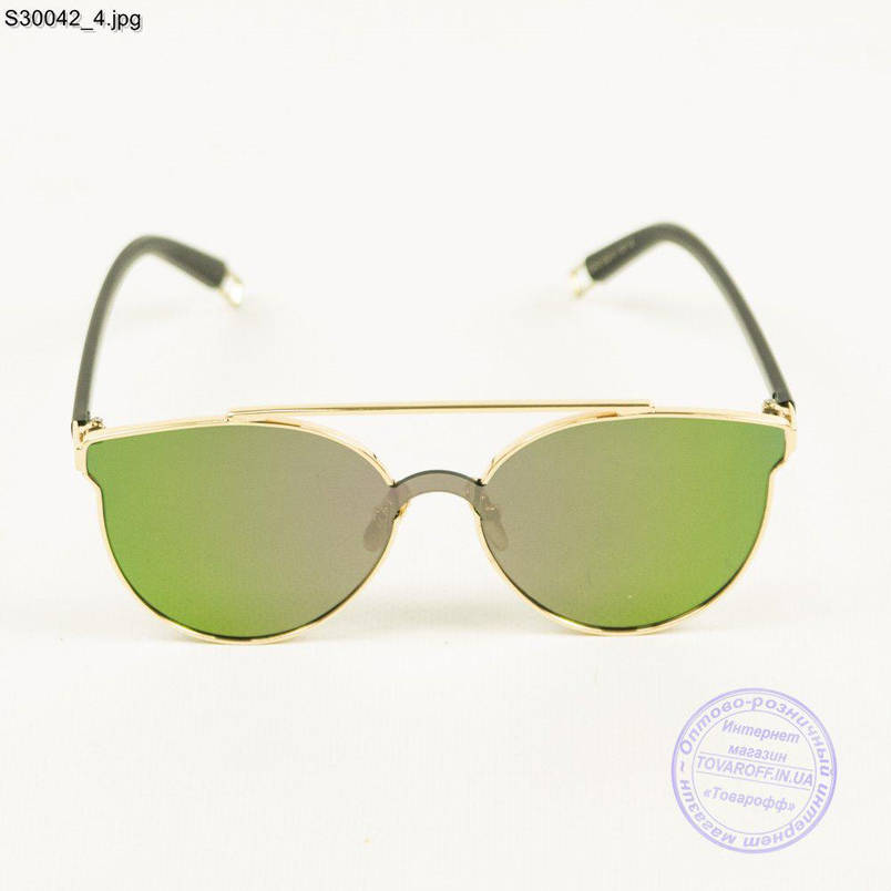 Дзеркальні модні окуляри Aedoll - Золотисті з зеленими лінзами - S30042/1, фото 2