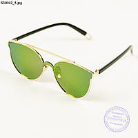 Зеркальные модные очки Aedoll - Золотистые с зелеными линзами - S30042/1