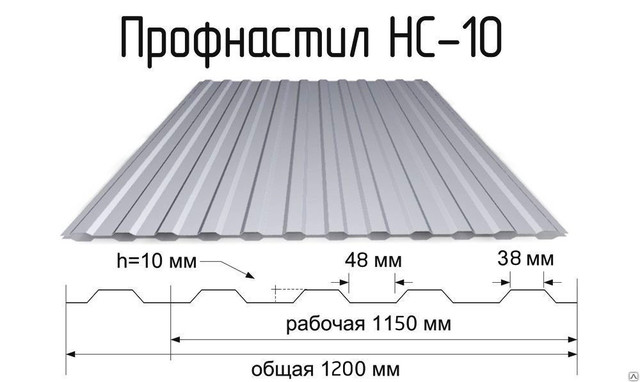 Профнастил оцинкованный стеновой С-10 толщина 0.4 мм