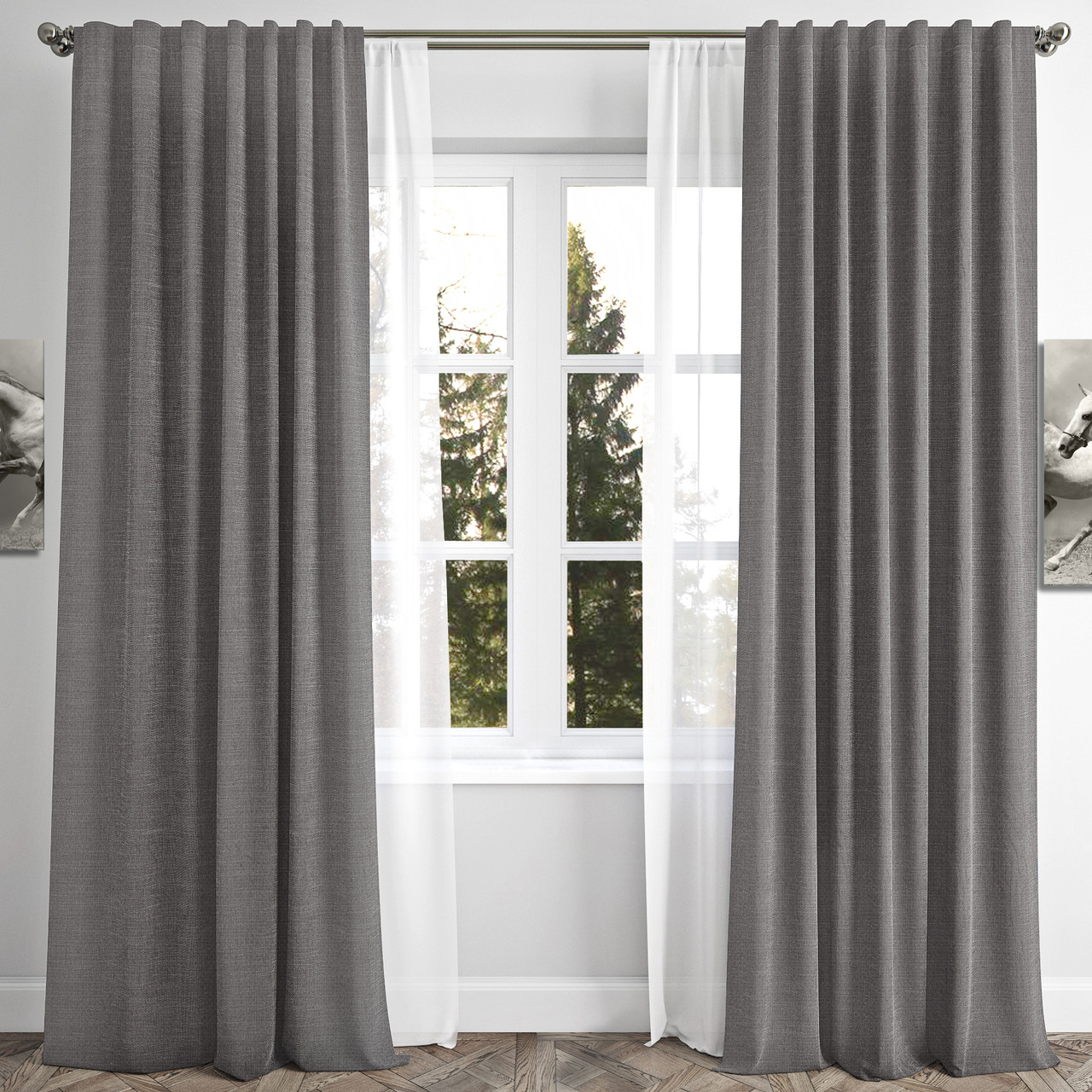 Готовые шторы блэкаут-рогожка графитовый Dante-21 купить в Киеве по ...