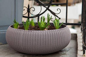 Горщик з кашпо для квітів Keter 22,8 л. Cozies L, сірий, фото 3