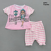 Уцінка - Літній костюм "Дівчина в капелюсі" для дівчинки. 3-6 міс