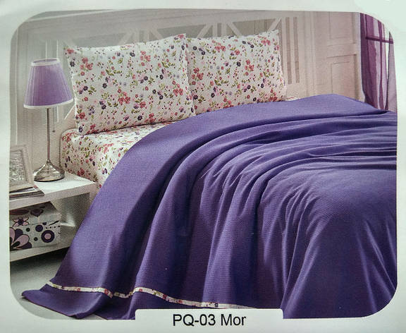 Летний набор постельного белья в комплекте с ПИКЕ First Choice Soft Pike Takimi Mor, фото 1