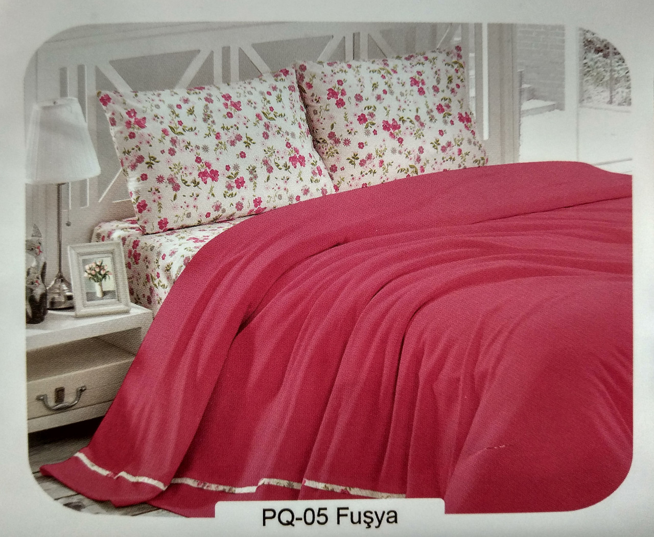 Літній набір постільної білизни в комплекті з ПІКЕ First Choice Soft Pike Takimi Fusya