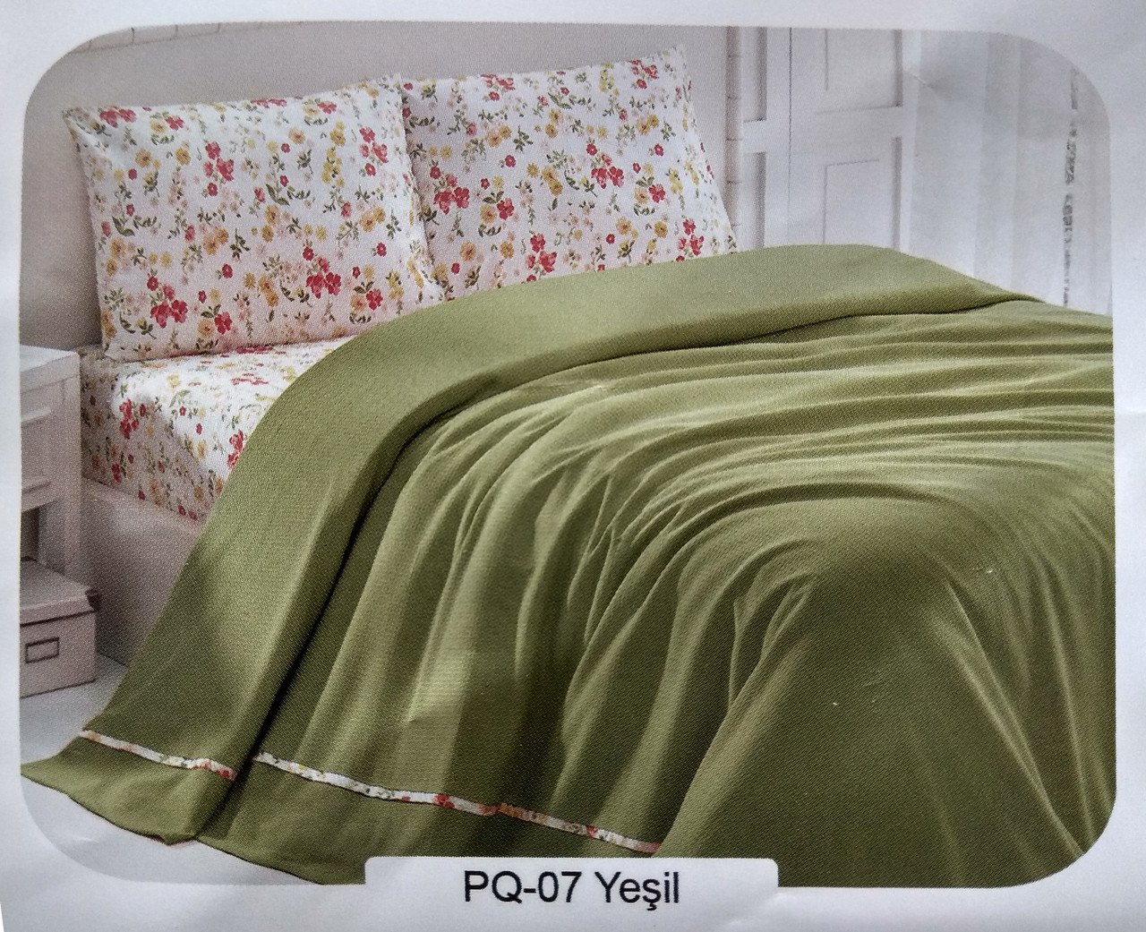 Літній набір постільної білизни в комплекті з ПІКЕ First Choice Soft Pike Takimi Yesil