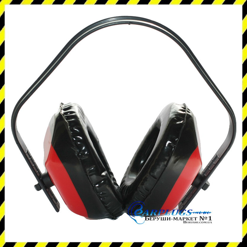 Навушники захисні протишумні з регулюванням довжини стрічки, червоні (0034).