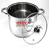 Каструля 7 л (Ø22 см) з неіржавкої сталі з кришкою (індукційне п'ятишарове дно) Edenberg EB-525-1, фото 2