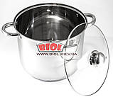 Каструля 11 л (Ø26 см) з неіржавкої сталі з кришкою (індукційне п'ятишарове дно) Edenberg EB-525-3, фото 2