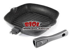 Сковорода-гриль 26х26см з антипригарним темно-сірим покриттям і знімною ручкою "Гранит Грей" БІОЛ 26144P