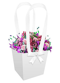 Паперова сумка для квітів (13 см) біла