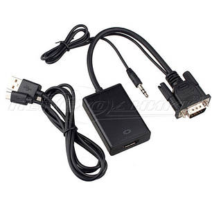 Конвертор VGA to HDMI 1080p + Audio, чорний, фото 2