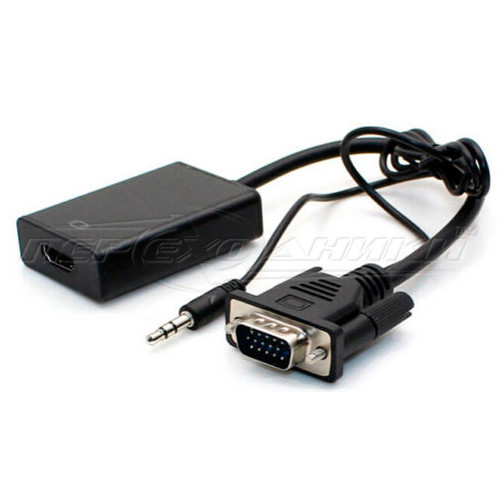 Конвертер VGA to HDMI 1080p + Audio, черный - фото 1 - id-p64504362