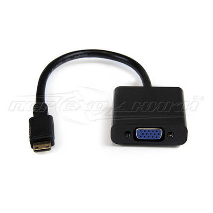 Конвертер mini HDMI (M) to VGA (F), чорний, фото 1