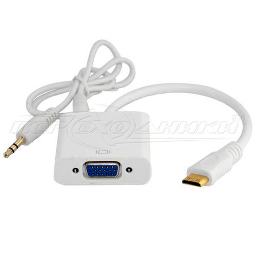 Конвертер mini HDMI (M) to VGA (F) + Audio 3.5, харчування micro USB