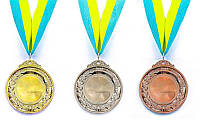 Заготовка медали спортивной с лентой HIT d-6см (металл, 30g, 1-золото, 2-серебро, 3-бронза)