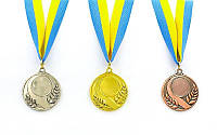Заготівка медалі спортивної зі стрічкою SKILL d-5 см (метал, 25 g, 1-золото, 2-срібло, 3-бронза)