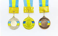 Заготівка медалі спортивної зі стрічкою UKRAINE d-5 см з укр. символікою (1, 2, 3 місце)