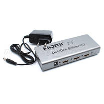 HDMI Splitter 1x2 v2.0, Support 4Kx2K, IR+EDID+RS232, метал, фото 2