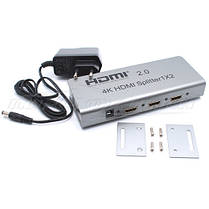 HDMI Splitter 1x2 v2.0, Support 4Kx2K, IR+EDID+RS232, метал, фото 3