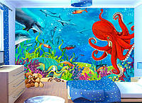 3D фотообои "Дельфины и осьминог"