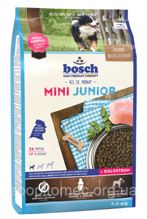 Корм Bosch (Бош) Mini Junior для щенков мелких пород, 3 кг - фото 1 - id-p656610521