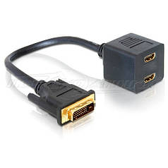 Пасивний Splitter DVI (24+1) (M) to 2x HDMI (F)