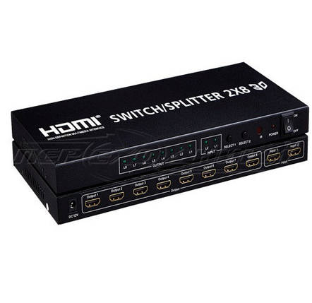 HDMI Switch/Splitter 2х8, HDMI Комутатор/розгалужувач 2х8, з пультом, фото 2