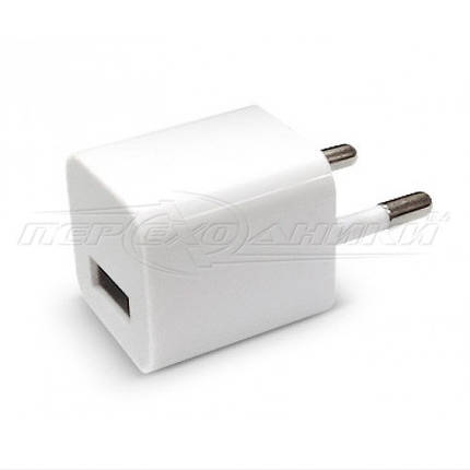 Мережевий зарядний пристрій USB, 5 V 1 A, кубик білий, фото 2