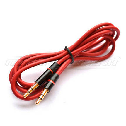 Аудіо кабель AUX 3.5 mm jack 1.2 м, червоний, фото 2