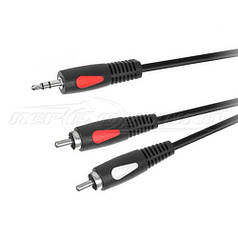 Аудіо кабель jack 3.5 mm to 2RCA (хороша якість), 1.8 м