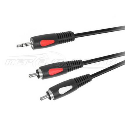 Аудіо кабель jack 3.5 mm to 2RCA (хороша якість), 3 м, фото 2