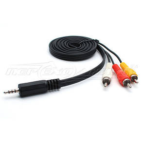 Кабель AV jack 3.5 mm (14 мм) to 3RCA, 1.2 м, фото 3