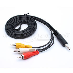Кабель AV jack 3.5 mm (14 мм) to 3RCA, 1.2 м, фото 1