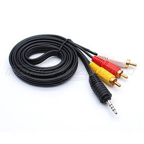 Кабель AV jack 3.5 mm (подовжений - 17 мм) to 3RCA, 1.5 м, фото 1