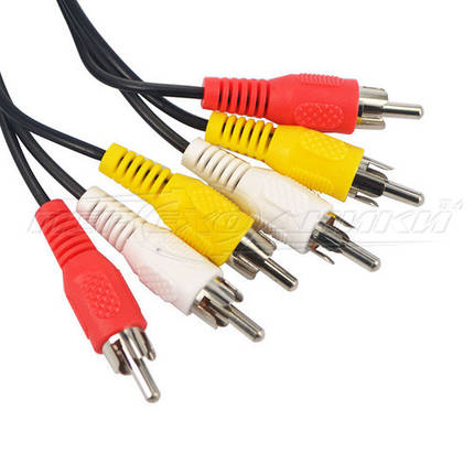 Кабель Аудіо-відео 3RCA-3RCA композитний (економ якість), 2.4 м, фото 2