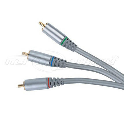 Кабель відео 3RCA-3RCA компонентний (Silver Edition) у блістері, 1.8 м, фото 2
