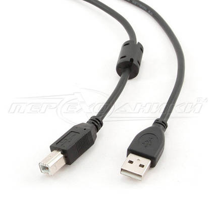 Кабель USB 2.0 AM — BM з феритом для принтера, чорний, 4.5 м, фото 2