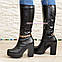 Чоботи жіночі чорні шкіряні демісезонні на стійкому підборі. 39 розмір, фото 4