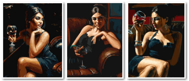 Триптих Дівчина з келихом вина