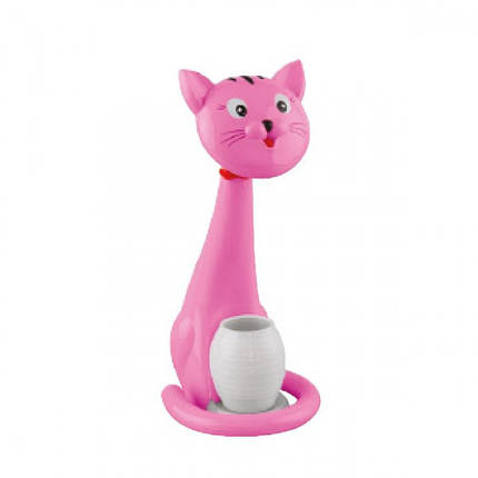 Настільна дитяча лампа з нічником Horoz FELIX 6W у формі рожевого котика, фото 2
