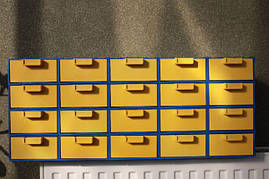 Органайзер-кассетница трансформер, 185х115х55мм 1 клітинка, жовто-синя