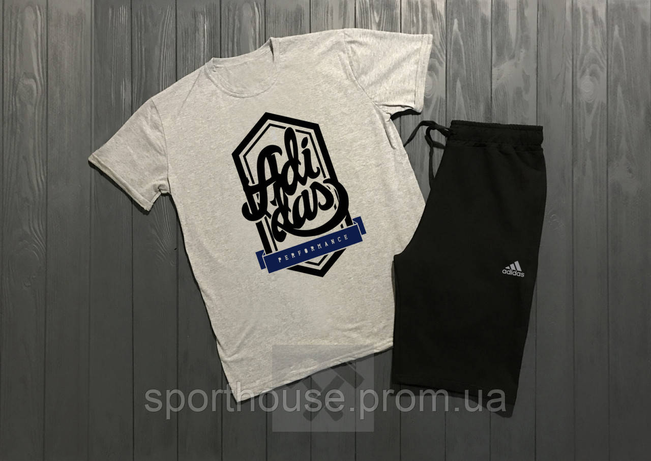 Чоловічий річний комплект футболка і шорти Адідас (Adidas), футболки та шорти Турейкий трикотаж, S