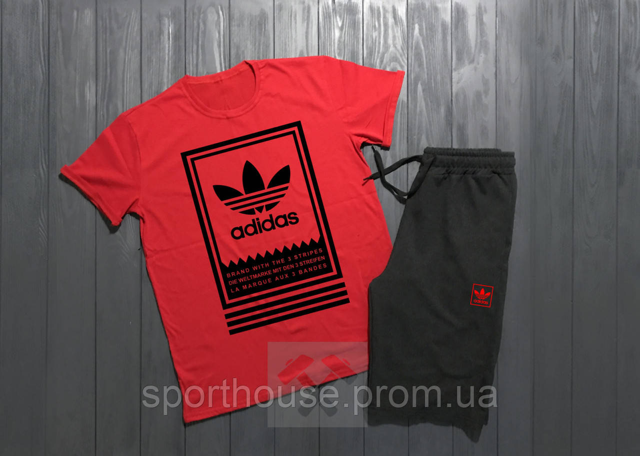 Чоловічий річний комплект футболка і шорти Адідас (Adidas), футболки та шорти Турейкий трикотаж, S