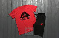 Мужской комплект футболка + шорты Nike красного и черного цвета (люкс ) S