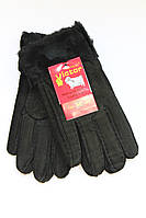 Женские перчатки из дубленки черные