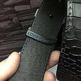 Ремінь шкіряний чоловічий LV, чорний, фото 4